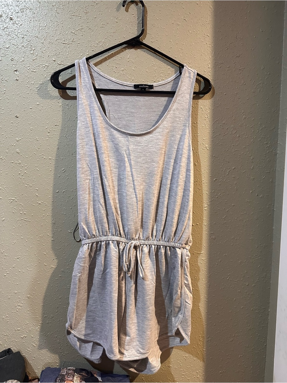 Ambiance Light Heather Gray Drawstring Tank Romper